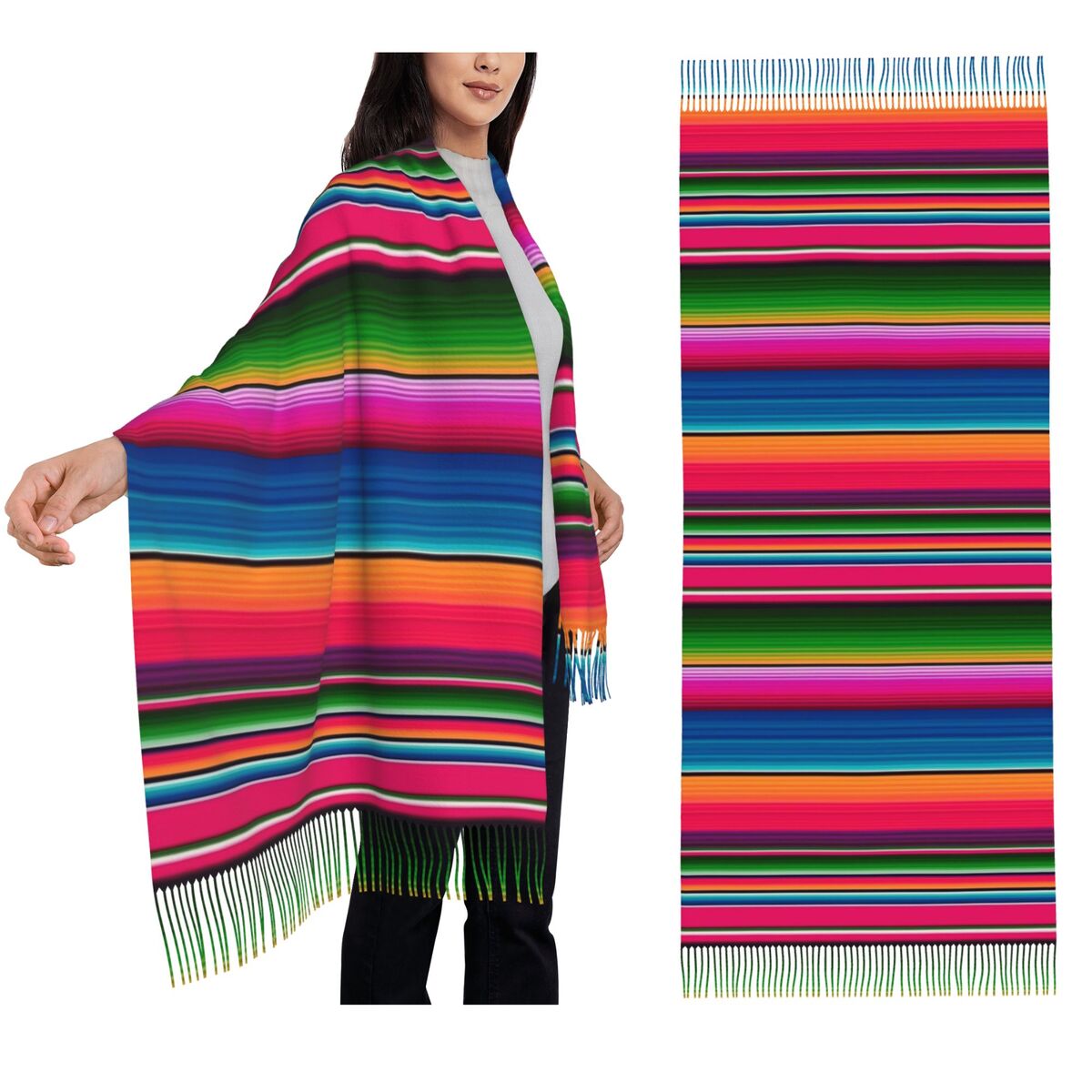 Woven Scarf Blanket - Meksykańska narzuta w paski Fiesta Serape