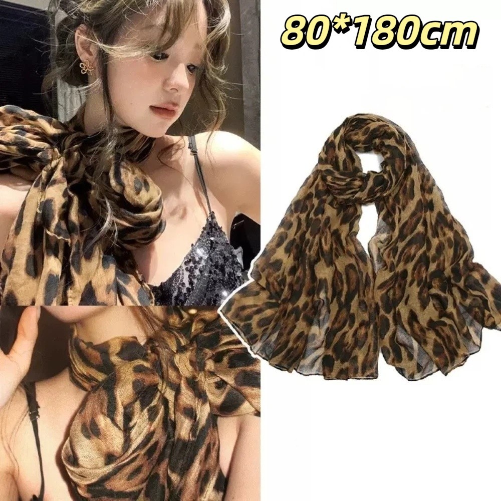 Face Scarf Mask - Nowy miękki szal w panterkę, cienka