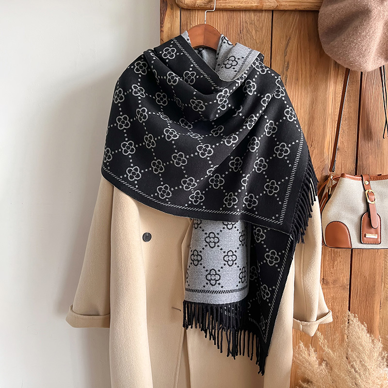 Woven Scarf Blanket - Marki Żakardowy wzór Zimowy dwustronny szalik